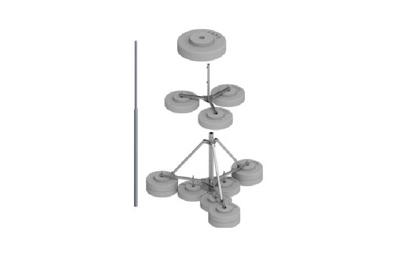 Vertical Air Terminal with accessories on a flat surface